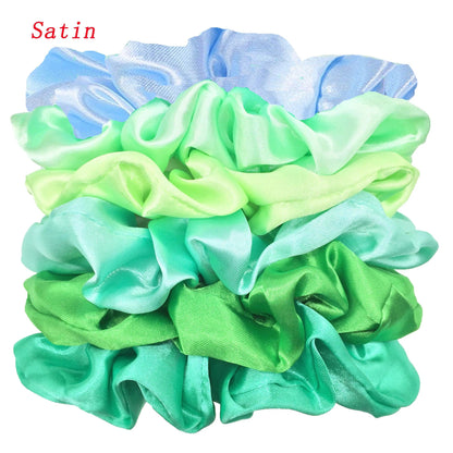 6pcs/lot Hair Scrunchies Bands Scrunchy Ties Ropes Ponytail Holder for Women or Girls Accessories Satin Headwear Solid Color Set