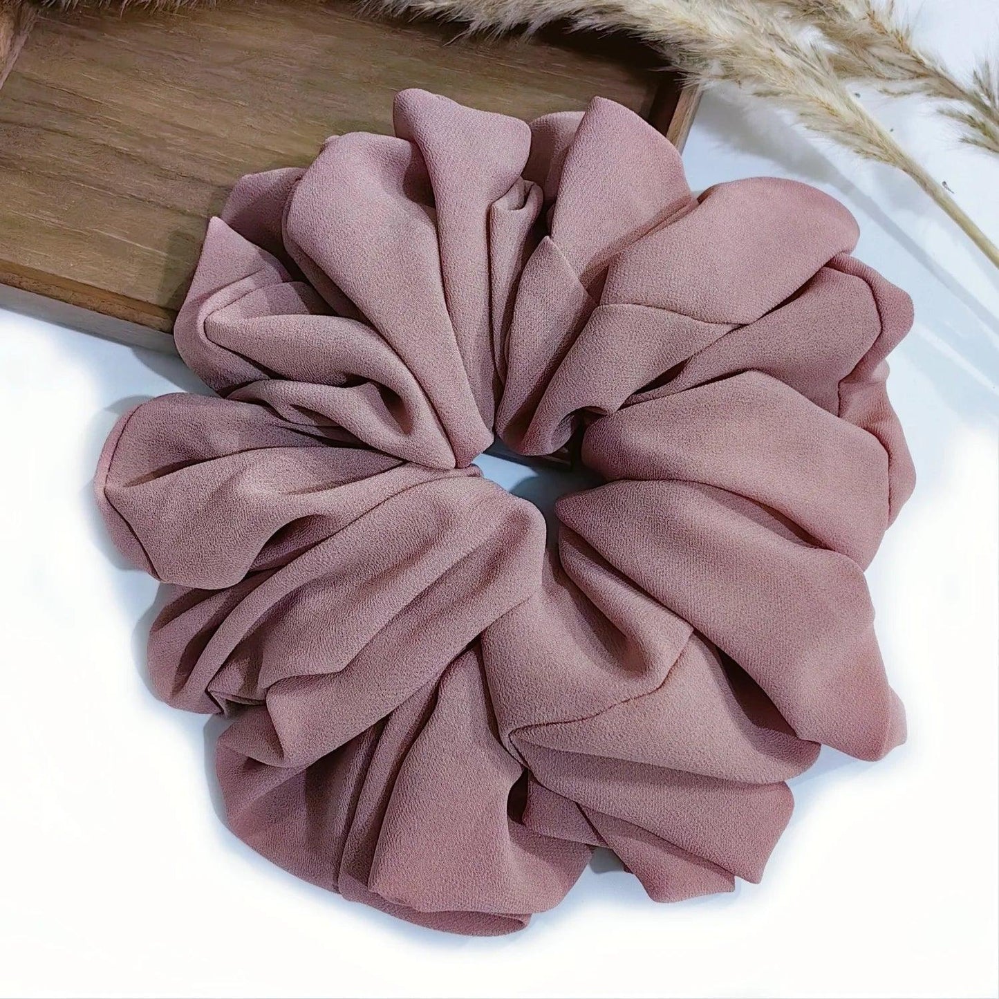 Big Size Chiffon Scrunchies For Muslim Women Custom Elastic Volumizing Oversized Neat stitching Malaysian Bunch Hair Tie