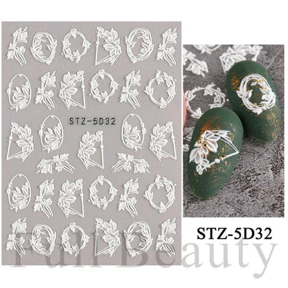 5D Belt Nail Sticker Summer Nail Art Decals Flowers White Daisy 3D Manicure Nail Gel Self Adhesive Stickers Designs Decorations