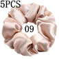 10/5pcs/lot Accessoires Women Girls Silky Satin Hair Scrunchies Solid Elastic Elegant Rubber Band Headwear Holder Scrunchy Black