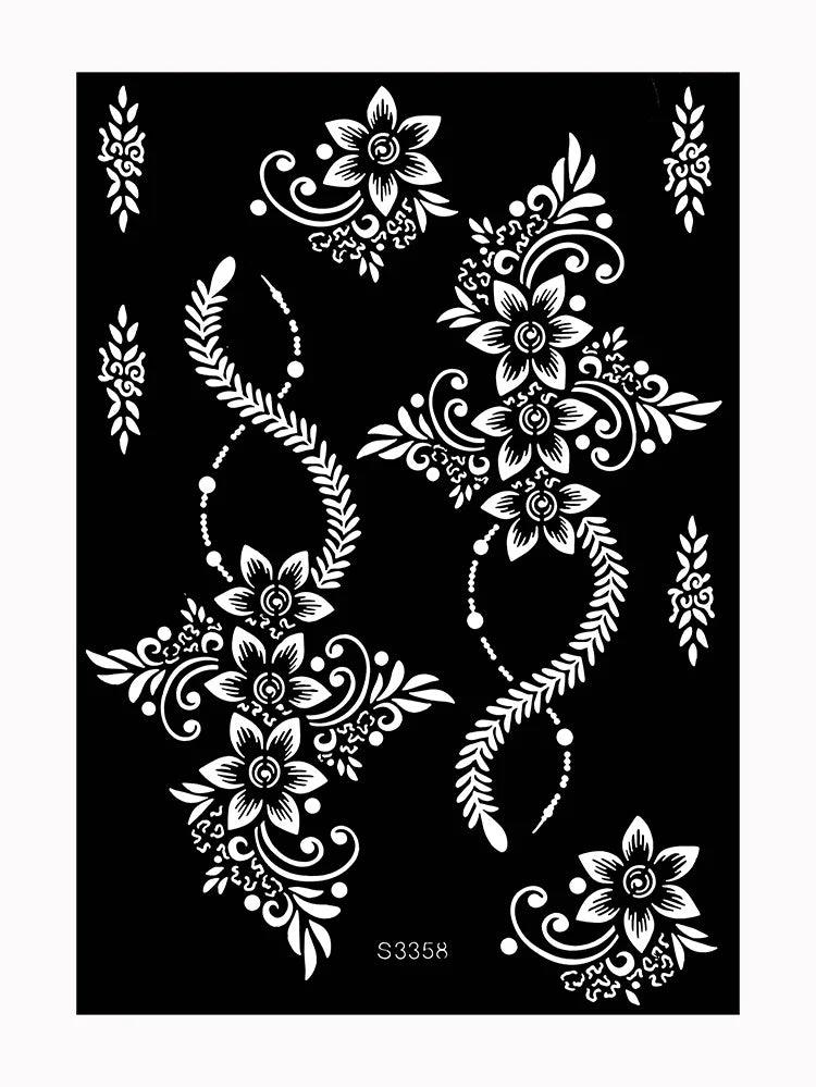 Hollow Drawing Henna Template for Hand Henna Tattoo Stencil Flower Tattoo Design for Women Wedding Festival Party Tatoo Tools