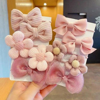 1Set Big Bow Flower Elastic Hairbands Children Girls Sweet Hair Ties Fashion Headbands Hair Accessories Rubber Band For Kid