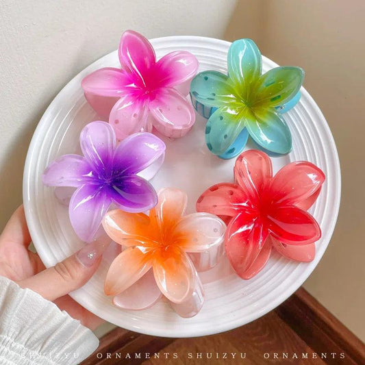 Sweet Flower Large Hair Claw Summer Beach Fashion Women Ponytail Shark Hair Clip Bohemia Hairpin Barrette Headwear Accessories