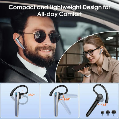 Bluetooth Headset,Wireless Headphones with ENC Mic 120 Hours Talktime, Bluetooth Earpiece for Cell Phone/Trucker/Driver/Business