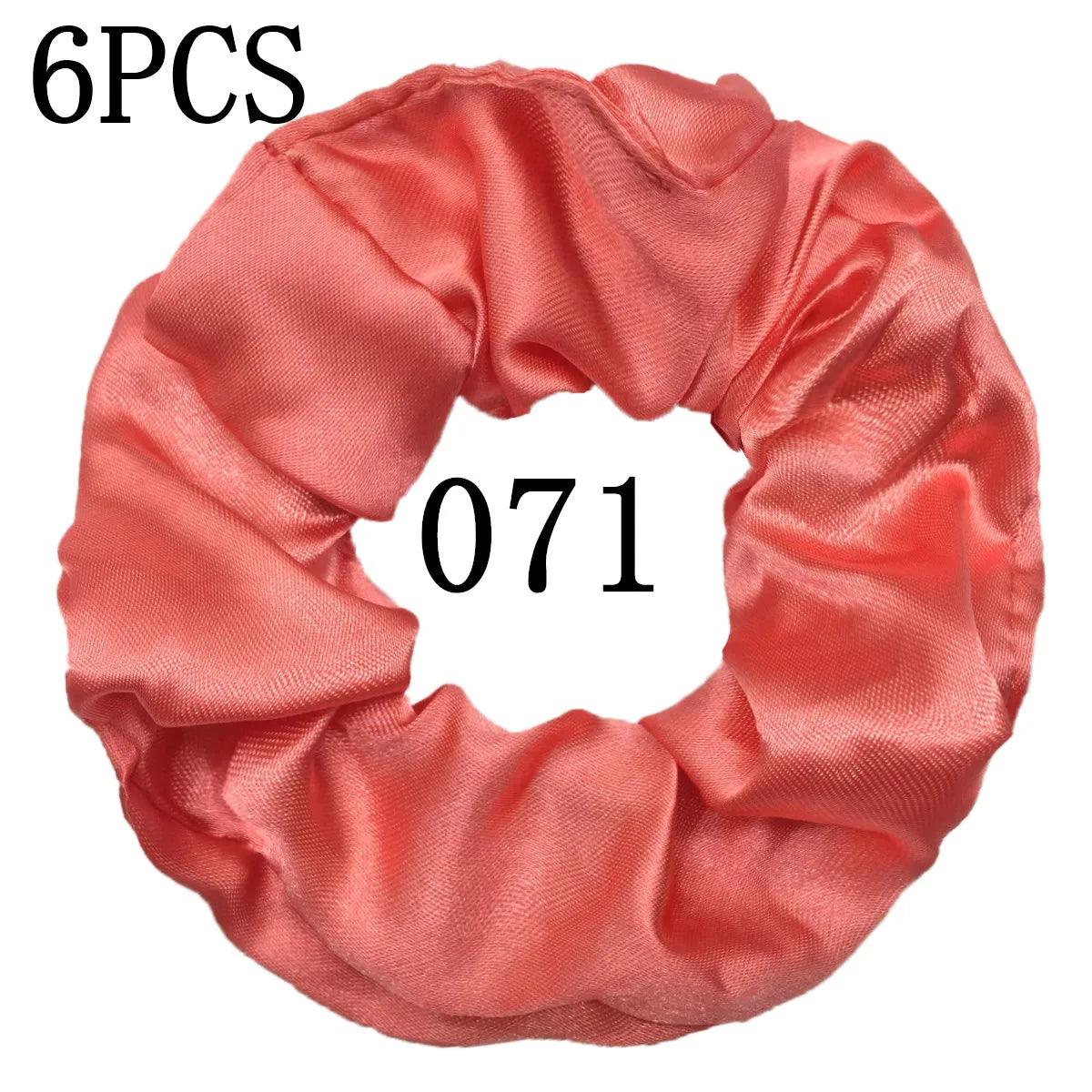 6pcs/lot Hair Scrunchies Bands Scrunchy Ties Ropes Ponytail Holder for Women or Girls Accessories Satin Headwear Solid 100 Color