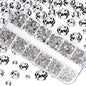 12grids Red Nail Gems Rhinestones 2/3/4/5mm Flat-Back Nail Crystal Diamond SS6/10/16/20/30 Mixed Luxury Glass Rhinestones Charms