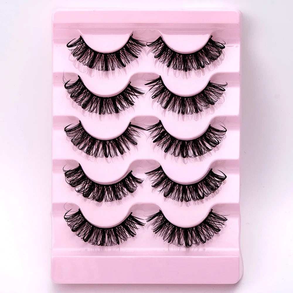 NEW 5Pairs Natural 3D Dramatic Fairy Clusters Manga Lashes Fake Eyelashes Wet Look Cosplay Lashes