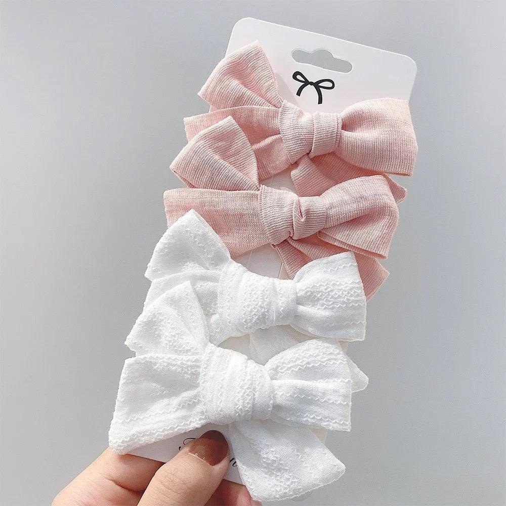 4/5Pcs Cute Baby Hairpin for Girls Print Ribbon Barrette Kids Little Hair Clip Pinches for Hair Girl Cotton Bow Hair Accessories