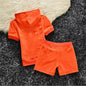 Sets for Women 2 Pieces Velvet Tracksuit 2024 Summer Women's Short Sleeve Top and Short Sets