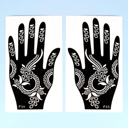 2pcs Henna Tattoo Stencils Templates For Women Temporary Tattoo Indian Fashion Flower Wedding Tattoo Supplies For DIY Body Art