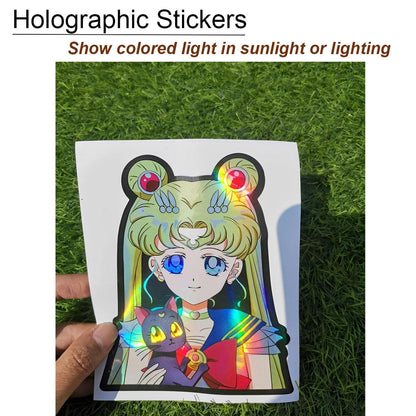 Cartoon Holographic Anime Laser Stickers Motorcycle Anime Lenticular Car Window Sticker For Laptop Hot（25 designs）