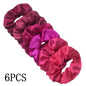 6pcs/lot Hair Scrunchies Bands Scrunchy Ties Ropes Ponytail Holder for Women or Girls Accessories Satin Headwear Solid 100 Color