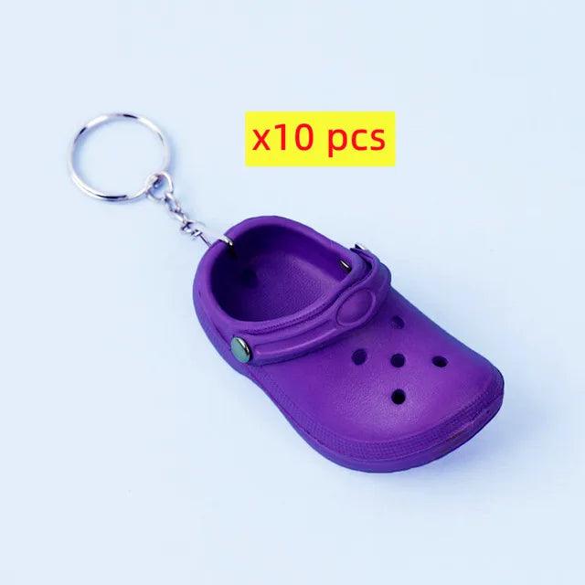 10 PcsCute 3D Mini EVA Beach Hole Little Croc Shoe Keychain Girl Gift Bag Accessories Decoration Keyring Floating KeyChain Charm