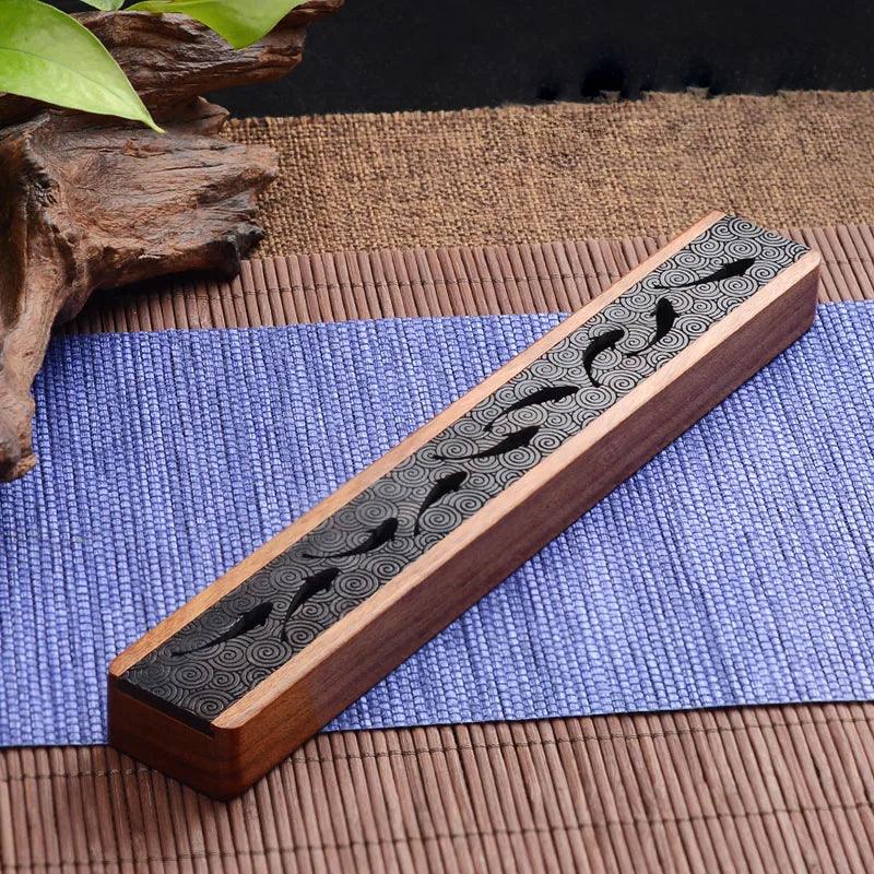 Creative Retro Black Home Office Wooden Incense Holder Incense Burner Traditional Chinese Type Wood Handmade Carving Censer Box - HighGloss Shop