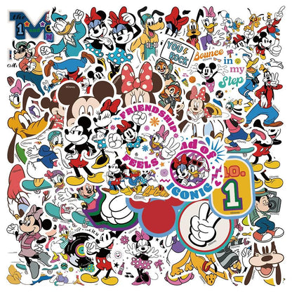 10/50/100pcs Disney Mix Cute Cartoon Micky Princess Stickers Graffiti Decal Laptop Luggage Skateboard Waterproof Sticker Kid Toy