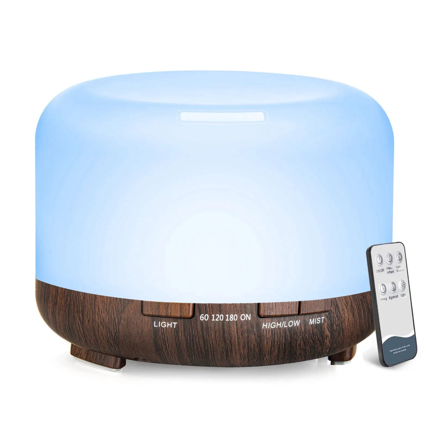 500ML Aroma Diffuser Wood Grain Color, 5V 2A Essential Oil Aromatherapy Diffuser Humidifier with Remote Control  for Home Office