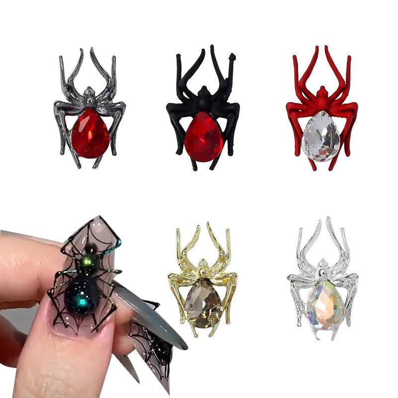 Big Spider Halloween Nail Art Punk Spider Shaped Crystal Rhinestones Halloween Nail Art Jewelry Gems for Manicure Decoration