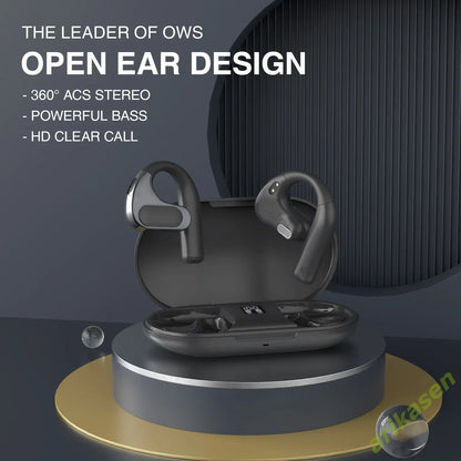 True Wireless Open Ear Headphone Bluetooth 5.4 Sport Earbuds with 52H Playback LED Display Mic Clear Call App Control Earphones