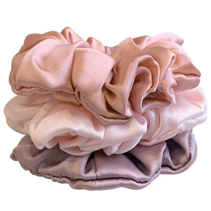 3PCS 100% Pure Mulberry Silk Hair Scrunchie Handmade Hairbands Women Girl Hair Accessories Pure Color Natural HairTies