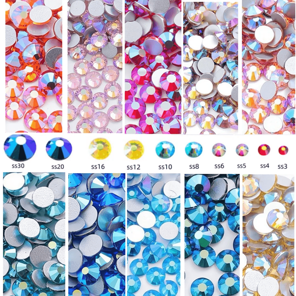 ss3-ss30 AB plating Crystal Rhinestones Non Hot Fix Flat Back Strass & Fabric Garment rhinestones for nails Decorations