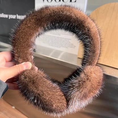 Winter Luxury Women Warm 100% Real Natural Mink Fur Earmuff Outdoor Fashion Mink Fur Earmuffs Girl Winter Ear Protection