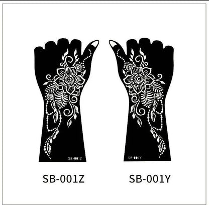 1 Pair Flower Tattoo Stencil for Hand Henna Tattoo Templates Mandala Lace  Design Wedding Painting Henna Kit Tool