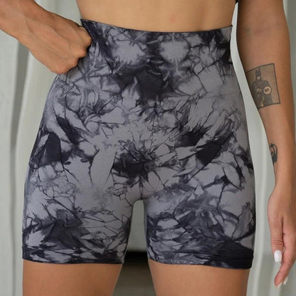 Summer Women High Waist Butt Lift Shorts Legging Seamless Leggings Fashion Tie Dye Shorts Gym Workout Running Pants