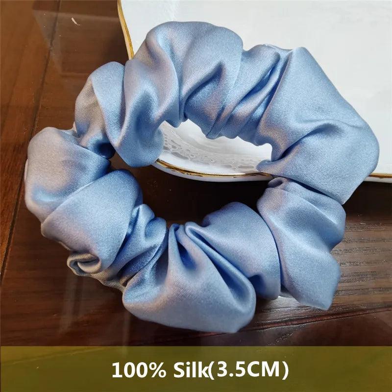 Heavyweight 100% Pure Silk Handmade Hair Scrunchies For Women Fashion Hair Ties Soft Hairbands New Girls Hair Accessoires