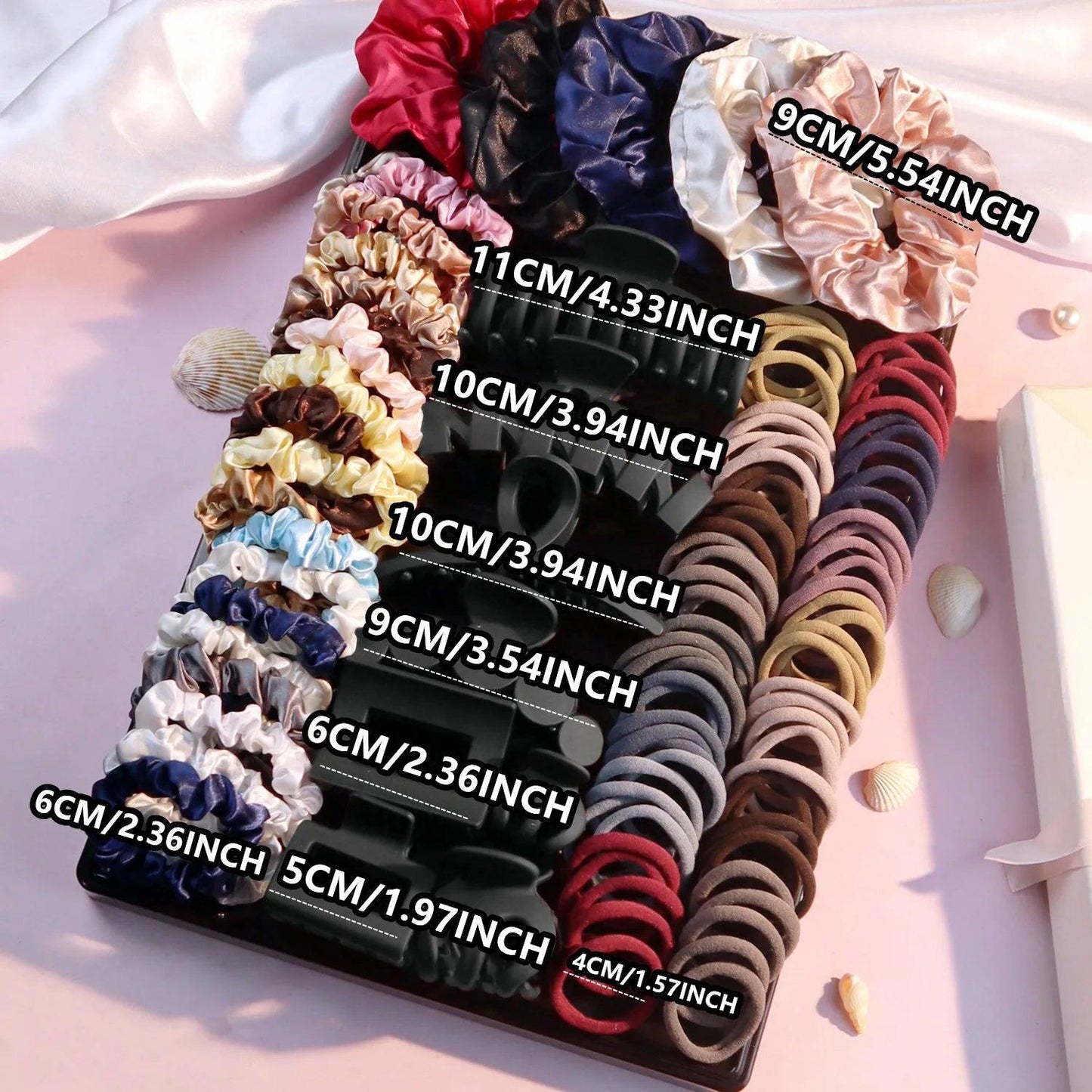 Fashionable Dark Color Big Hair Accessories for Woman Set Ponytail Holders Variety Hair Clips Hair Scrunchies HairBands Scrunchy