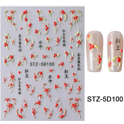 5D Belt Nail Sticker Summer Nail Art Decals Flowers White Daisy 3D Manicure Nail Gel Self Adhesive Stickers Designs Decorations