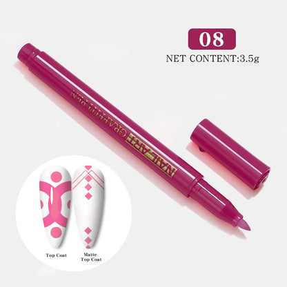 Nail Art Drawing Graffiti Pen Waterproof Painting Liner Brush DIY 3D Abstract Lines Fine Details Flower Leaf Nail Manicure Tools