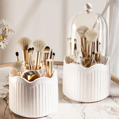 Makeup Brush Holder with Lid 360 Rotating Makeup Brush Holder Organizer for Vanity Desktop Countertop Dresser Table