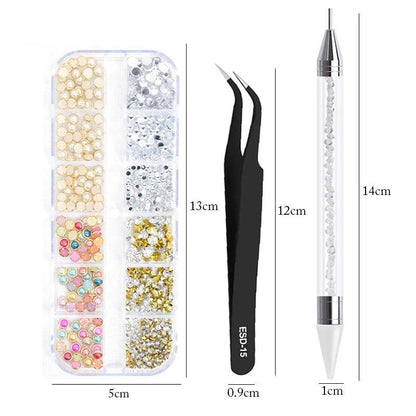 3Pcs/Set Nails Art Accesorios Multi-Size Rhinestones 3D Crystal DIY Decorations Glitter Crystal Rivet Gem 3D Nail Supplies - HighGloss Shop