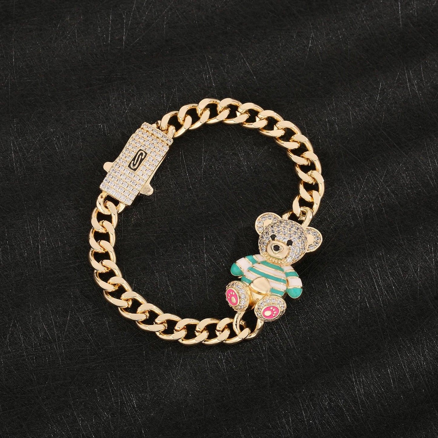 VCT exquisite cloth teddy bear bracelet original zircon copper material bear jewelry gift ring wholesale price for friends