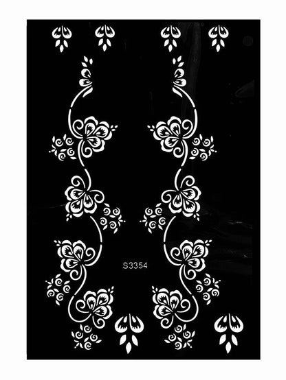 Hollow Drawing Henna Template for Hand Henna Tattoo Stencil Flower Tattoo Design for Women Wedding Festival Party Tatoo Tools