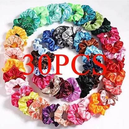 50/30/10Pcs Fashion Satin Scrunchies Girls Elastic Hair Bands Ponytail Holder Ties Rubber Bands Hair Accessories for Women