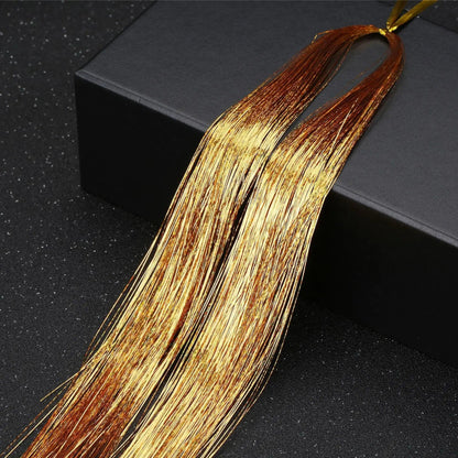 93cm Colorful Bling Hair Extension Accessories Laser Gold Shiny Metallic Wire Hair Extensions DIY Retro Hip-hop Hair Braid Tool