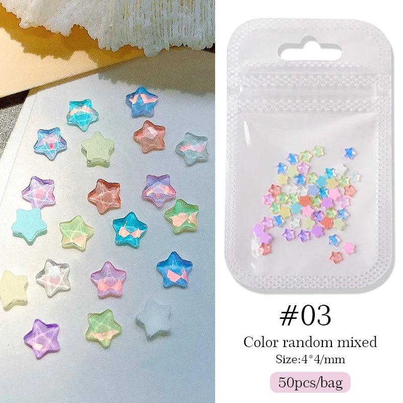 1Bag 3D Heart Nail Rhinestones Water ripple flat bottom love Charms Crystal Nail Art Decorations Gem Kawaii Resin Nails Gems