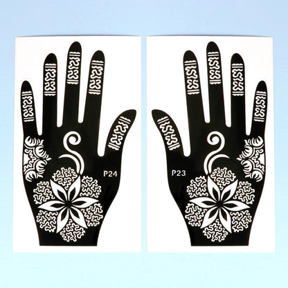 2pcs Henna Tattoo Stencils Templates For Women Temporary Tattoo Indian Fashion Flower Wedding Tattoo Supplies For DIY Body Art