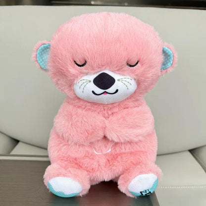 New Breathing Bear Baby Soothing Otter Plush Doll Toy Baby Kids Soothing Music Sleeping Companion Sound and Light Doll Toy Gift