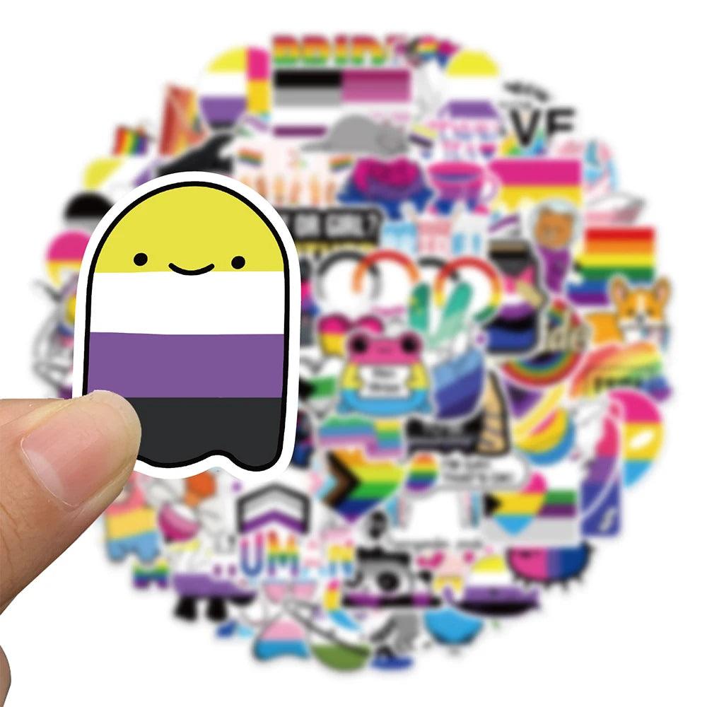 10/30/50/100PCS Mix Nonbinary Pansexual Transgender Bisexual Asexual Pride Stickers LGBT Skateboard Laptop Guitar Car Sticker