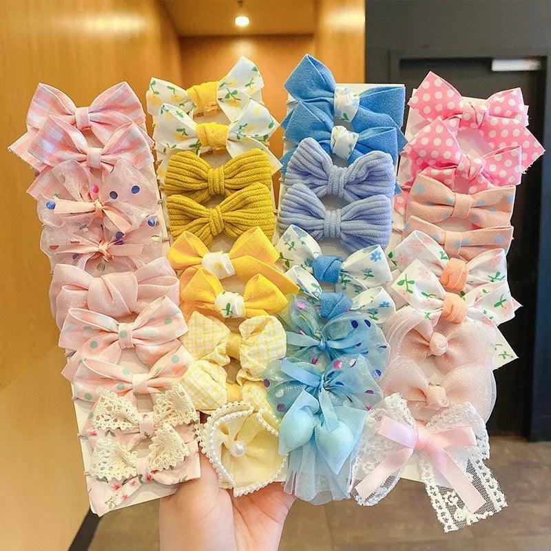 1Set Big Bow Flower Elastic Hairbands Children Girls Sweet Hair Ties Fashion Headbands Hair Accessories Rubber Band For Kid