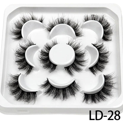 5 Pairs 25mm 3D Mink Eyelashes Bulk Russian roll Fluffy Natural False Eyelash Dramatic Mink lashes Makeup tools Wholesale lashse