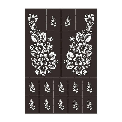 Professional Henna Stencil Temporary Hand Tattoo Body Art Sticker Template Wedding Tool India Flower Tattoo Stencil