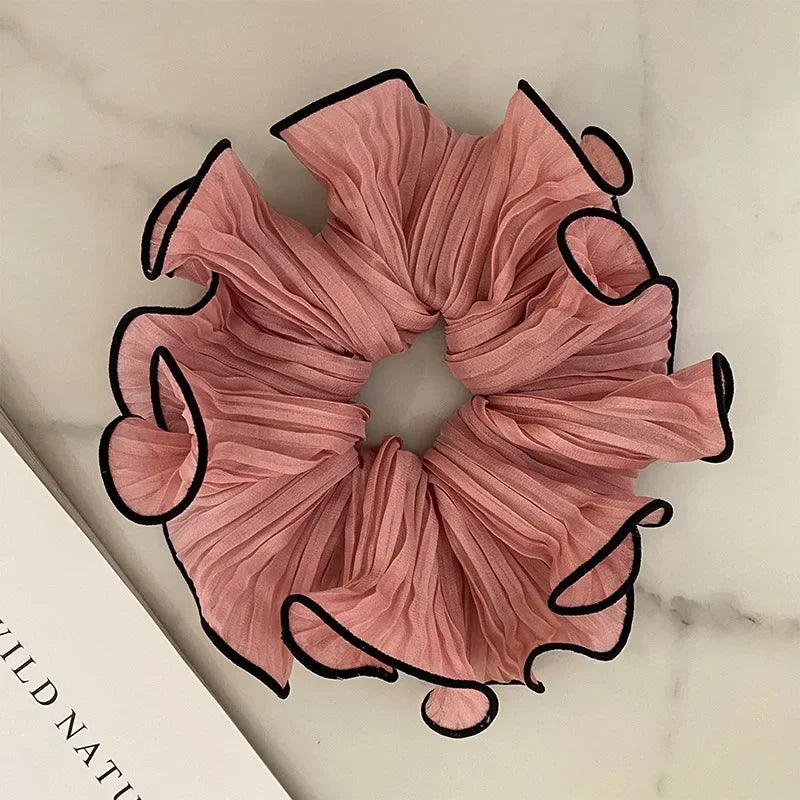 2022 Korean Retro Wrinkle Chiffon Scrunchies for Women Girls Sweet Temperament Fashion Exaggerated Hair Band Hair Accessories