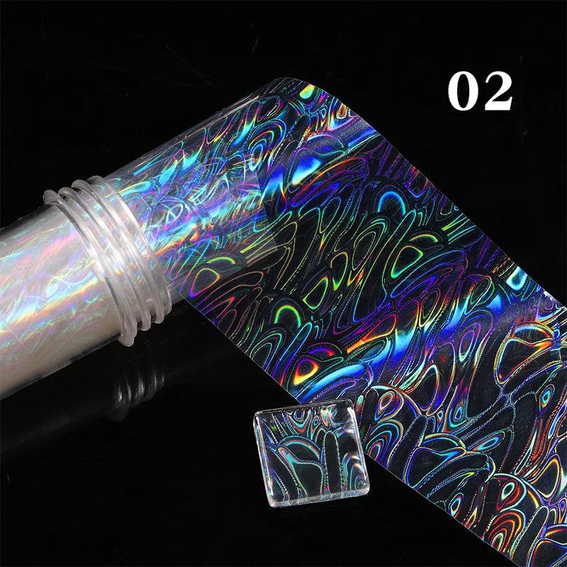 Aurora Chrome Nail Foil Mirror Effect Nail Pigment Irridescent Glitter Heart Marble Foil Sticker Decoration Manicure Wraps