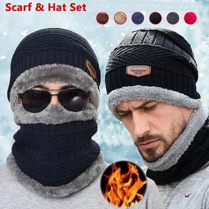 Winter Hats Knit Cap Men And Women Velvet Hat Coral Fleece Scarf Outdoor Riding Hat Warm Thickening Plus Velvet Neck Protect Cap - HighGloss Shop