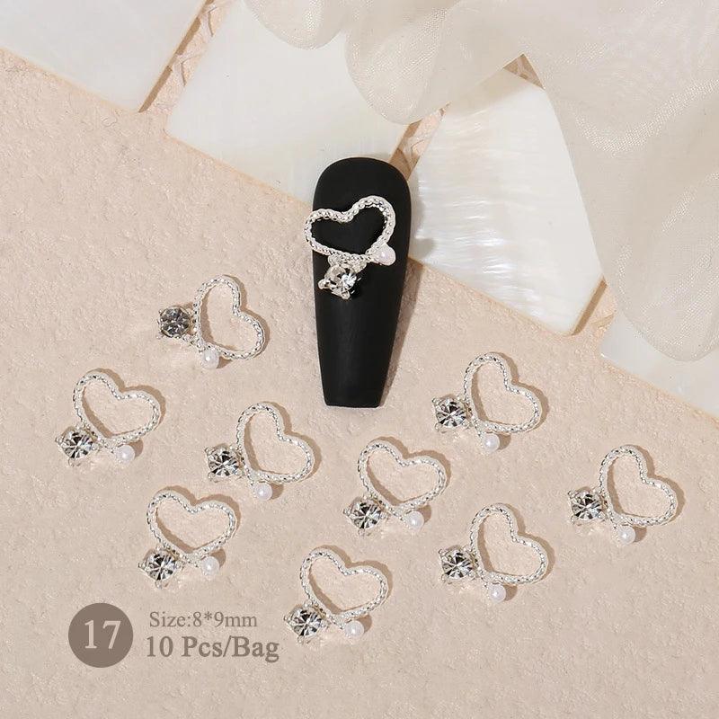 Butterfly Shaped Gold Silver Nail Charms Metal Alloy 3D Nail Rivets Gems Decoration Manicure Jewelry Accessories Nail Supplies