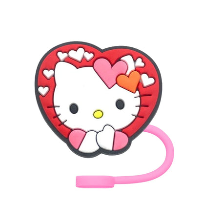 Hello Kitty Straw Cover Cap 10MM Drink Straw Plug Splash Proof Drinking Fit Cup Straw Cap Eco-friendly Charm Pendant Party Gift