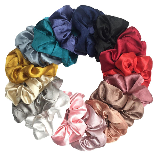 5pcs/set Satin Large Scrunchie Solid Color Wide Edge Band Fashion Hair Tie Elastic Ponytail Accessories Headwear